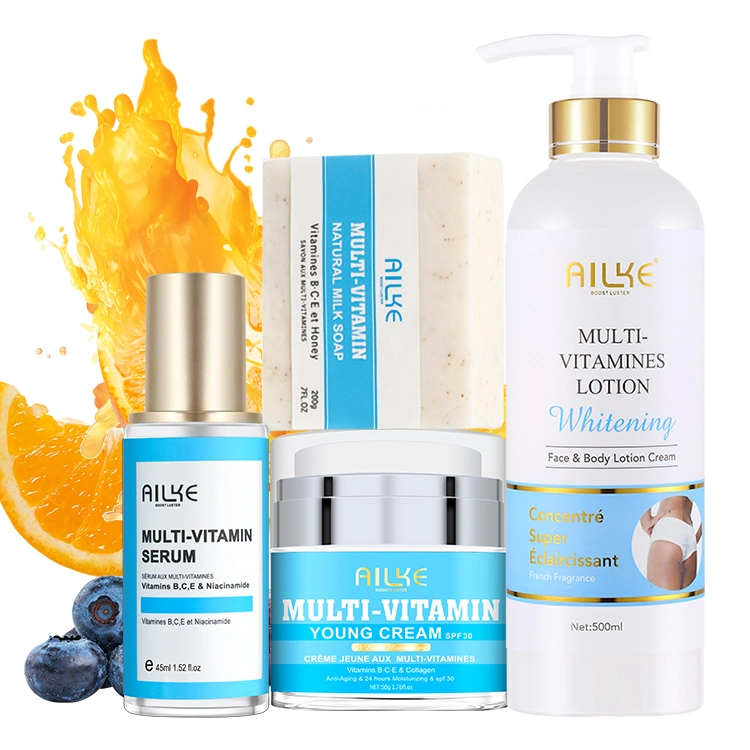 Kit de etiqueta privada natural pronto a enviar que torna a amostra de vitamina mais brilhante C conjunto de oferta de cuidados corporais para homem