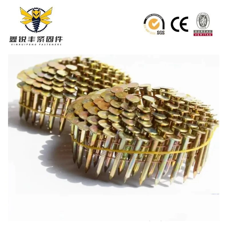 High quality/High cost performance . 099" Wooden Pallet Framing Wire Coil Nails 15 Degree Galvanized Coil Nails 11/4 Collated Common Coil Roofing Nail