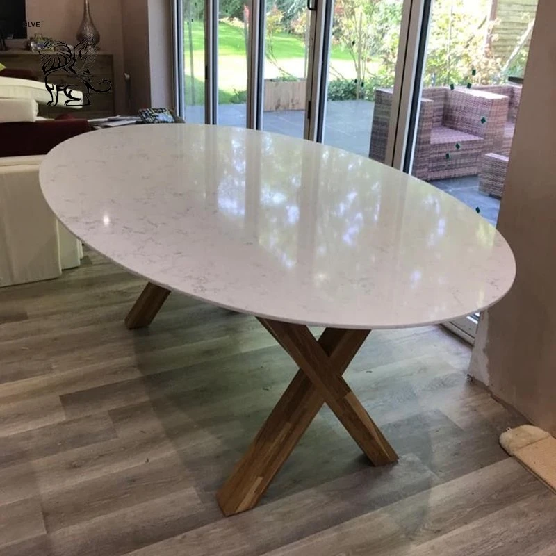 Luxury Modern Furniture Original Italy Style White Calacatta Quartz Stone Top Dining Tables Factory Sale