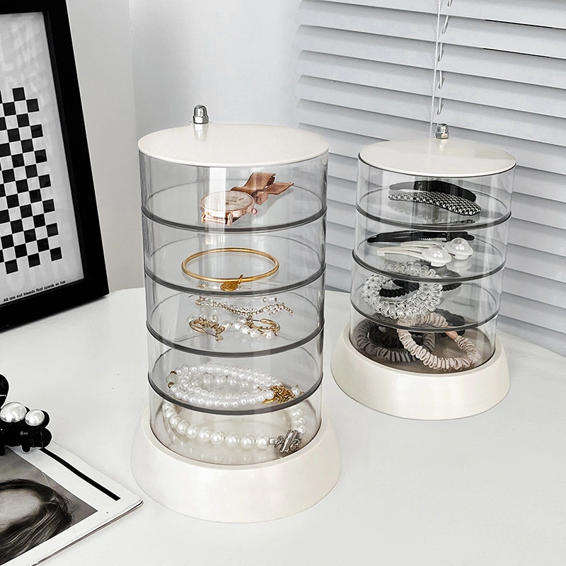 Cosmetic Storage Box Transparent Rotating Dresser Cosmetic Jewelry Display Rack