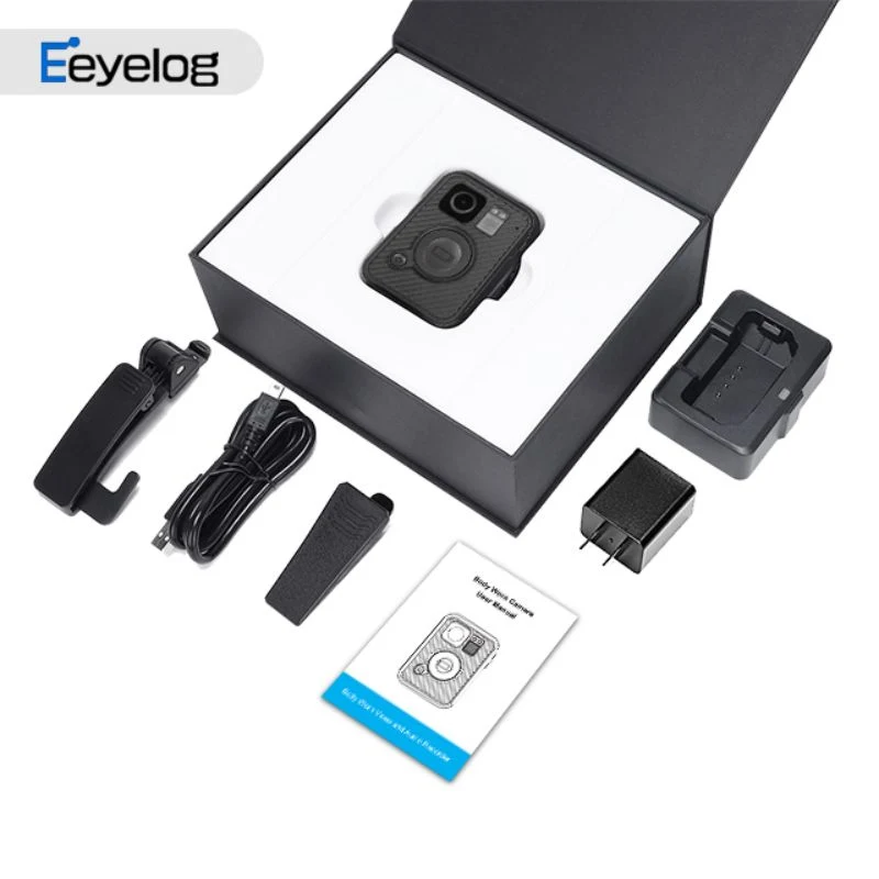 Boîtier de caméra WiFi Eeye log, vision nocturne IR, résistance aux chutes, étanche IP68, petit format, EIS, GPS, câble USB, pince crocodile rotative