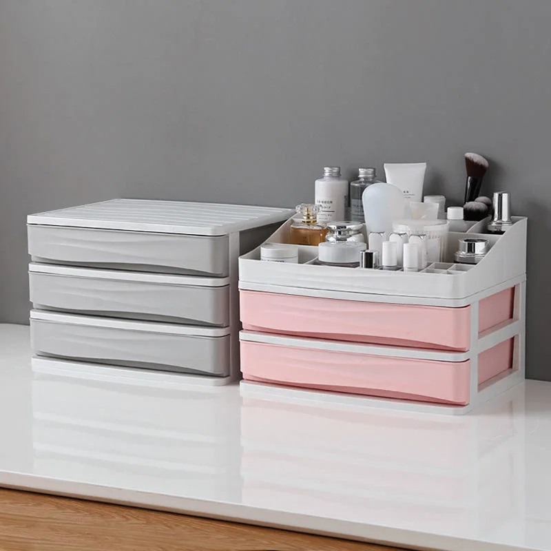 Multilayer Dressing Plastic Desktop Cosmetic Makeup Organizer with Drawer