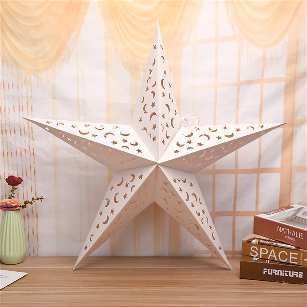 Mubarak Hollow out Paper Star Moon Hanging Pendant Muslim Party Decoration