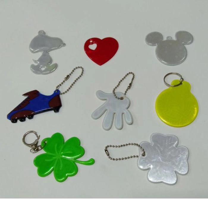 Various Shape Plastic Reflective Keychain for Promotion