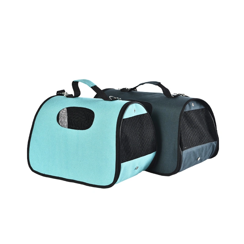 Sac de transport pour chat ou chien en tissu Oxford vert bleu pour animaux de compagnie, chiot ou chat d'extérieur.