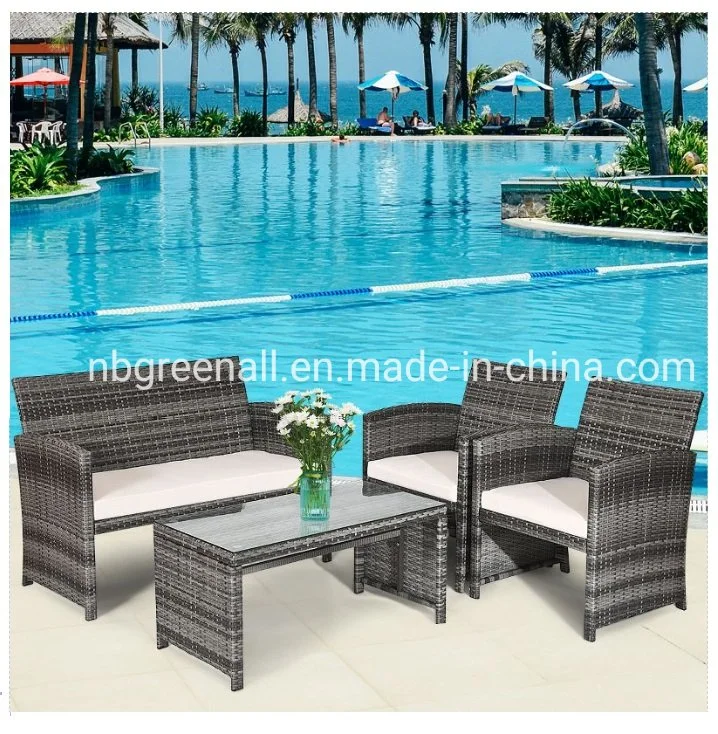 4PCS Outdoor Garden Patio Home Rattan Furniture Set Conversation Sofa Chair Furniture