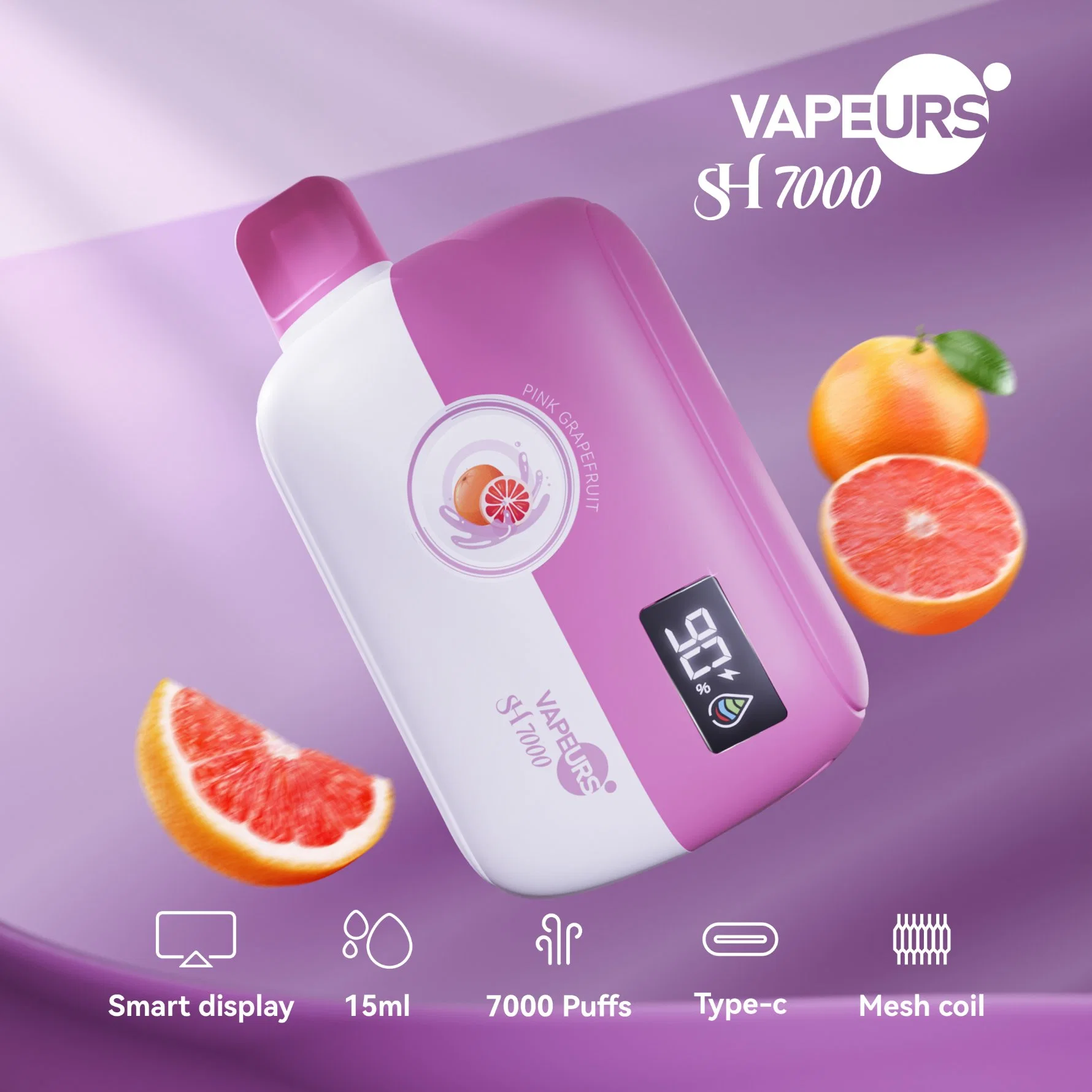 شعار مخصص فارغ، Vape، 550 مللي أمبير/ساعة، شاشة عرض بطارية قابلة لإعادة الشحن الجملة I Vape 7000 Puff