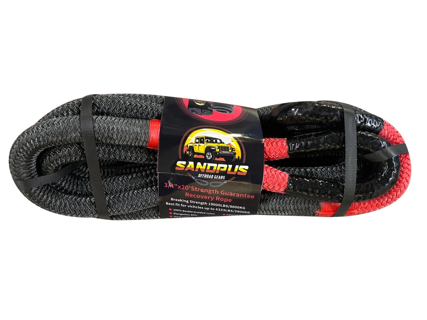 Sandpus Offroad Gears High Performance PA 66 Kinetic Recovery Energy Rope for Towing