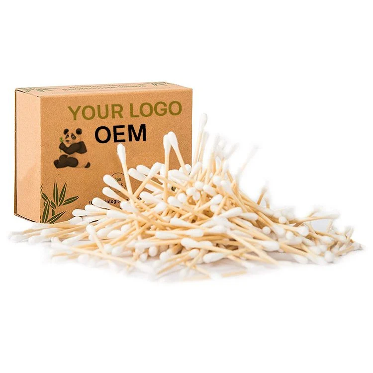 100% Biodegradable Bamboo Cotton Buds Accept Customized