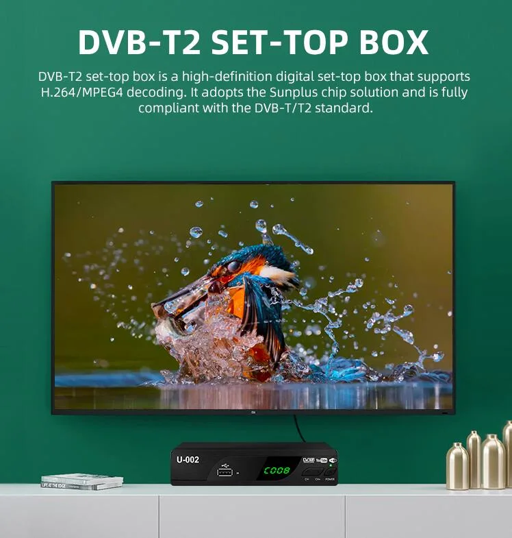 Wholesale/Supplier DVB T2 MPEG4 H. 264 Terrestrial Receiver Full HD USB Digital DVB-T2 Set Top Box