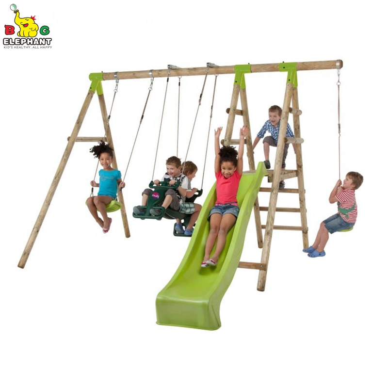 600lbs Outdoor Log Wooden Swing Set Zona de juegos con escalador