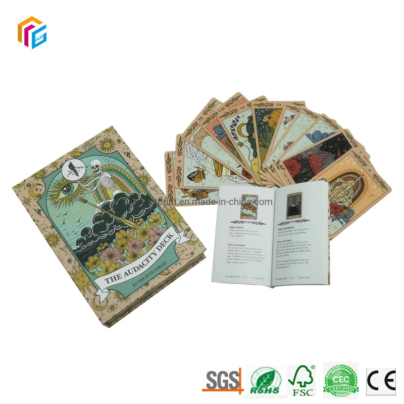 Gilt-Edged Tarot personalizado a todo color impreso de la Plataforma Oracle tarjetas con el Libro de instrucciones