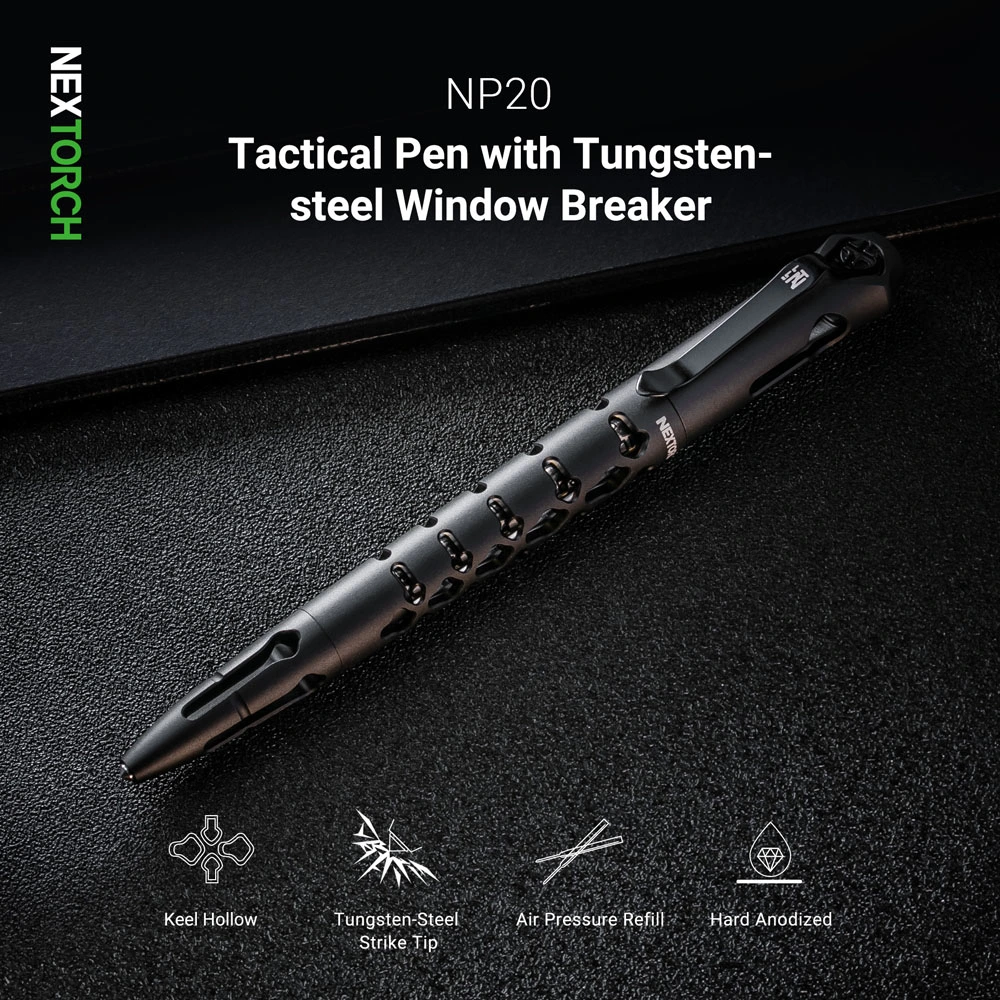 Dispositivo de defensa personal Bolígrafo personalizado Professional Defender escrito Survial táctico multifuncional de la herramienta de pluma con tinta negra Nextorch Nextool NP20