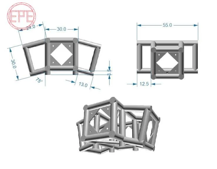 Eclairage extérieur d'aluminium acier recourbé Truss Outrigger, crochet, Truss accessoire