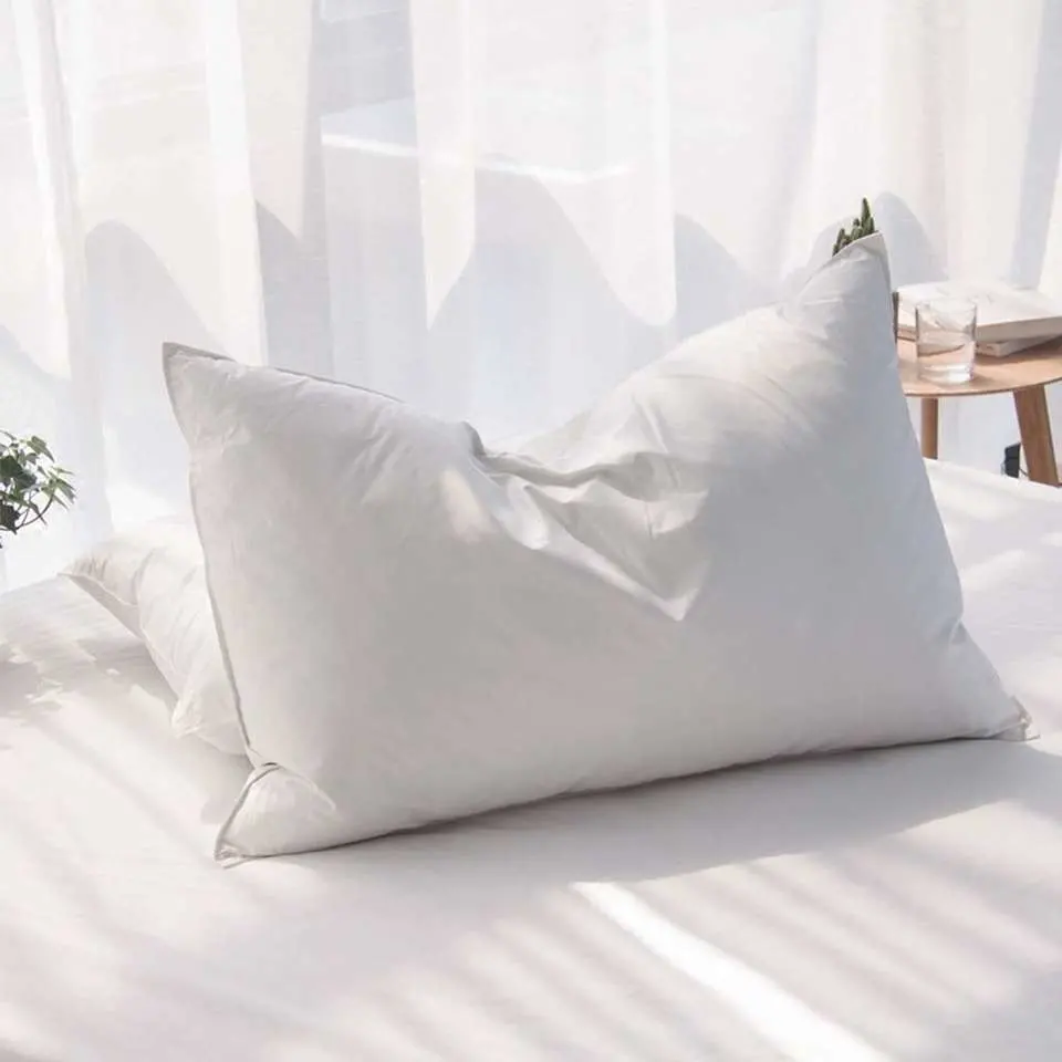 Hogar tela cama almohada Insertar ropa de cama cojín Blanco pluma de plumas Almohada Hotel White Neck almohada