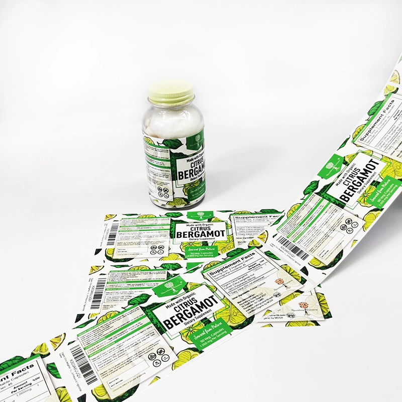 Benutzerdefinierte Hochglanz-Plastikflasche Logo Aufkleber Print, Private Nahrungsergänzungsmittel Medizin Etiketten