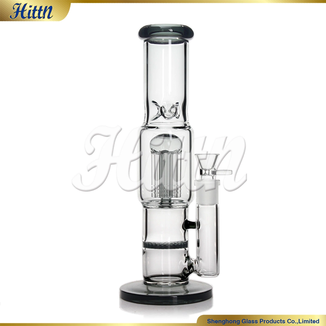 12 Inches Black Straight Glass Pipe 8 Tree Arms & Honeycomb Perc 18mm Joint Hookah Shisha Glass Smoking Pipe Glass Craft