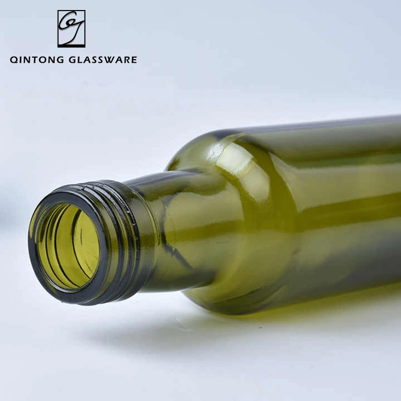 Wholesale/Supplier 500ml 17oz Round Shape Empty Green Glass Olive Oil Bottle with Caps