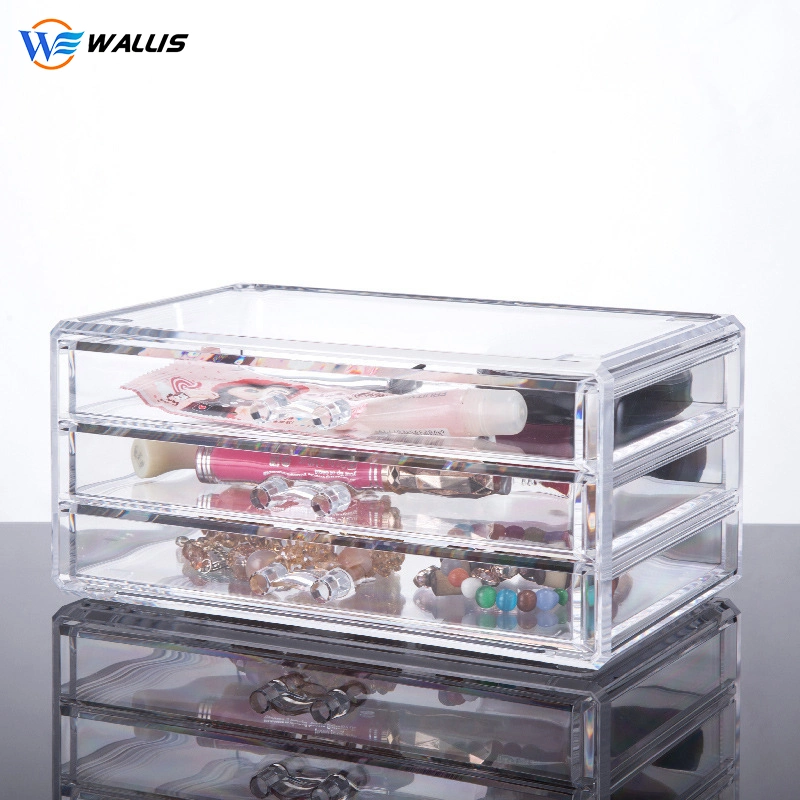 Transparent Drawer Type Acrylic Injection Box Wholesale Custom 3-Layer Desktop Storage Box