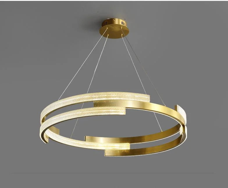 Modern Circular LED Remote Control Adjustable Hanging Light LED Chandelier Lighting Golden Aluminum Pendant Light and Lamp for Living Room