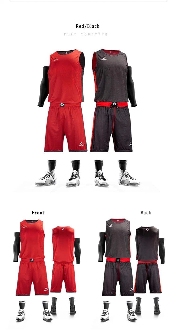 Rigorer Basketball Uniform Reversible Sports Wear Running Light Weight Polyester Fabric
