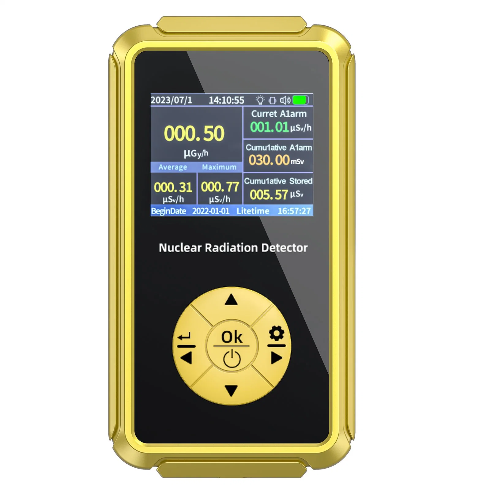 New Model Gold Safety Protection X Y and B Rays Nuclear Food Radiation Meter Detector Dosimeter Geiger Muller Counter Radiometer for Radiation Measurement