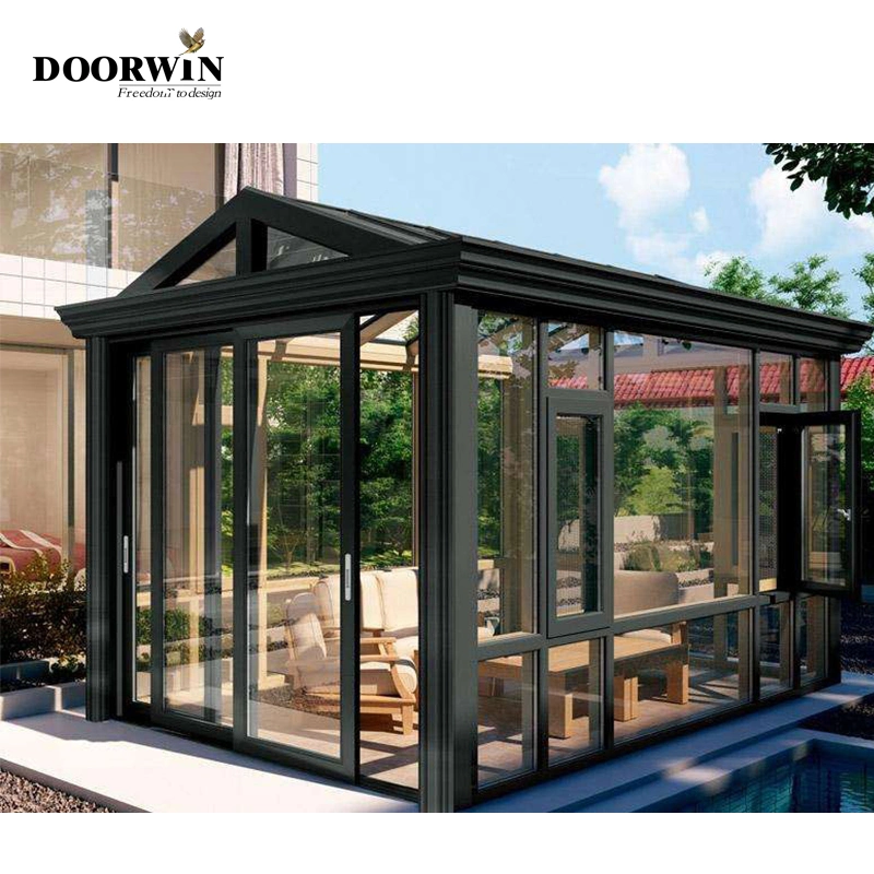 CE aprobada Airproof Doorwin el embalaje de madera Ventana de personalizar el diseño de parrilla Solarium