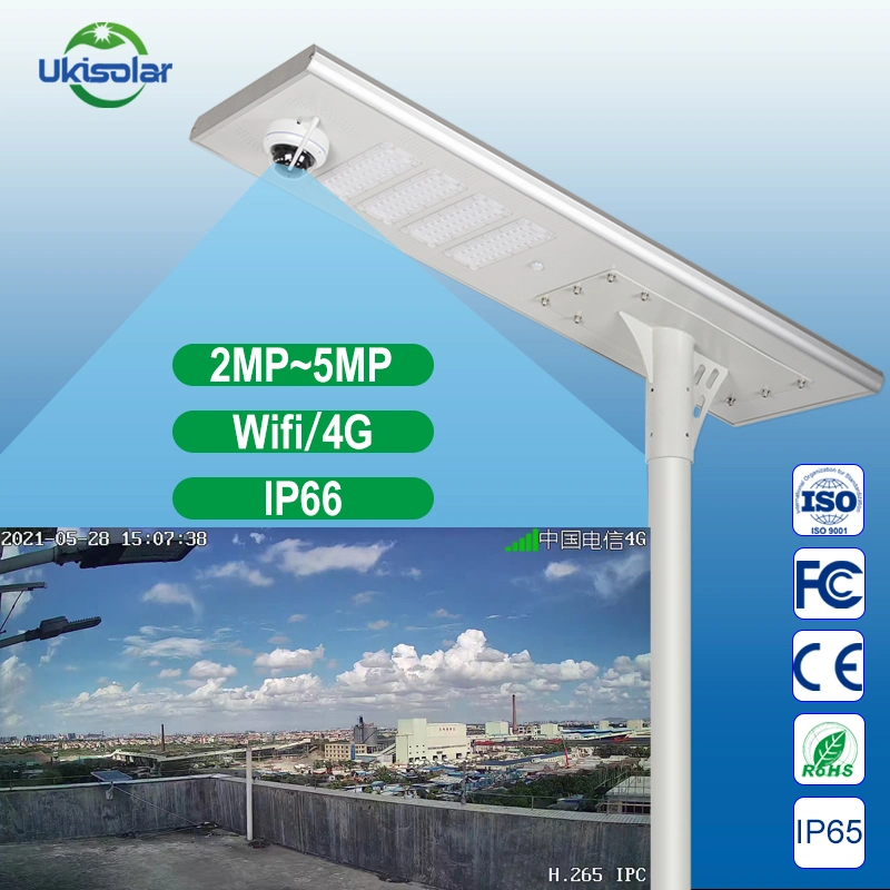 Ukisolar IP65, calle la luz solar en una sola piscina Luces Solares Con Cá mara CCTV luces LED 15W-120W