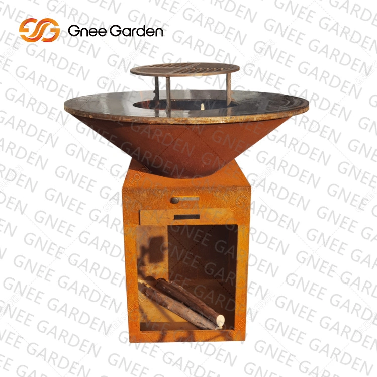 Decahedron Corten Steel BBQ Grill Outdoor Fire Pit and Barbecue Grill