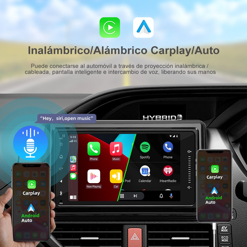 Jmance 7pulgadas 2 DIN 1+16/2+32GB 1024*600 Bt soporte inalámbrico/con cables Carplay Android Auto radio navegación