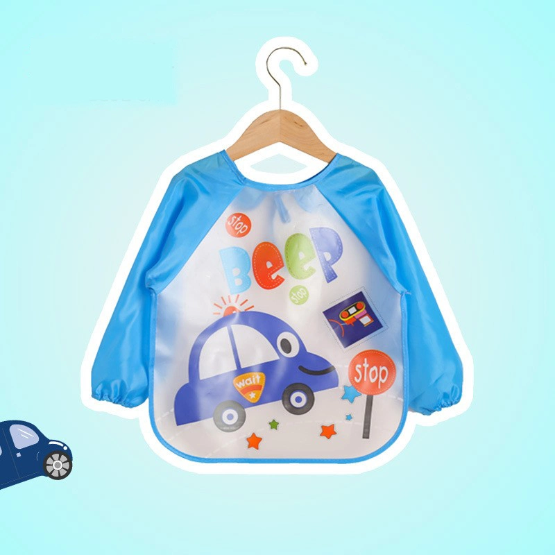 Hot Selling Products Transparent Unisex Infant Waterproof Toddler Apron of PEVA Eat & Play Smock Long Sleeved Baby Bib