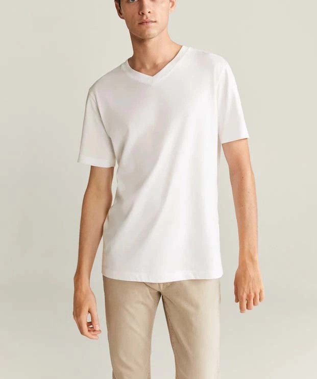 100% algodão sustentável V-Pescoço de alta qualidade de algodão China T-shirt de Fabricação