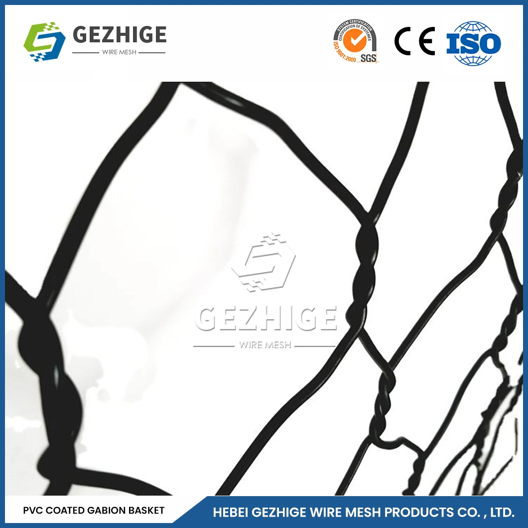 Gezhige 60x80 mm cestos de gabião fornecedores 3,0-4.0mm de espessura do fio porfio PVC Verde Gabião China 2.0*0.5*0,5 M Sextavado Galvanizado Gabião Mesh