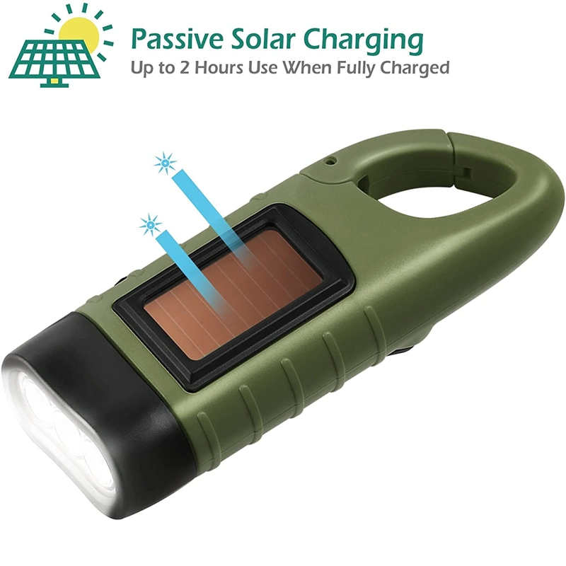 Hand Crank Solar Powered Flashlight Emergency Rechargeable LED Flashlights Self Powered Charging Torch Light Flashlight