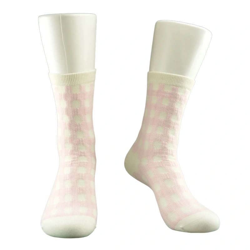 171209sk Rosa Rose Gingham Muster Fashion Design Merinowolle Damen Socken