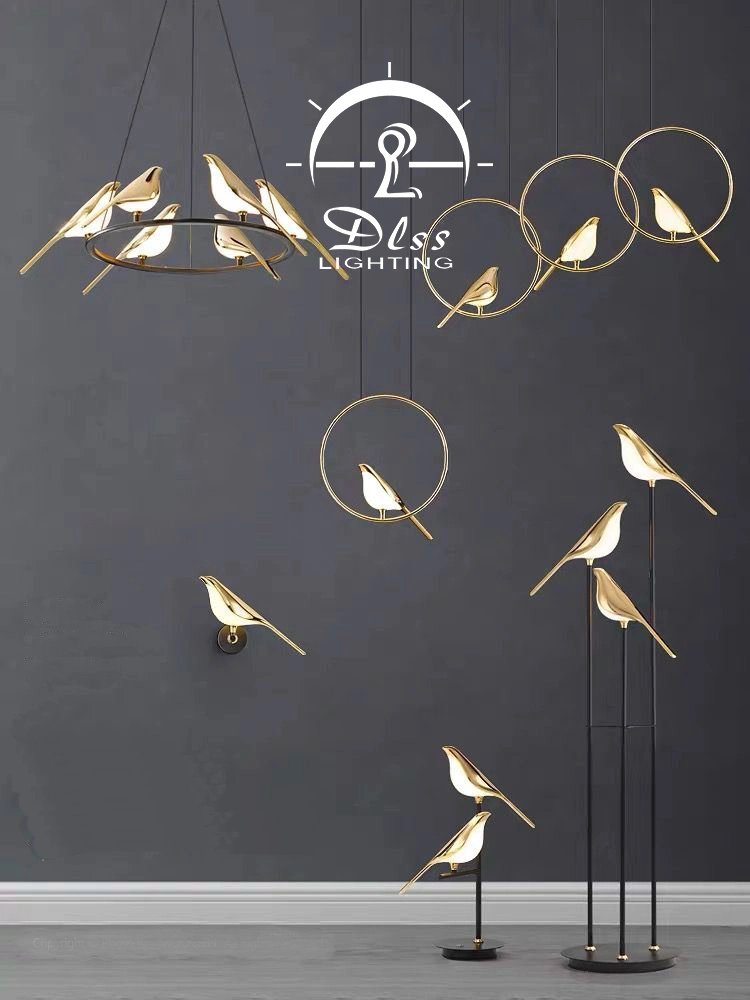 Modern Animal Bird Lamp Gold Metal Shade for Dinner Room Wall Light