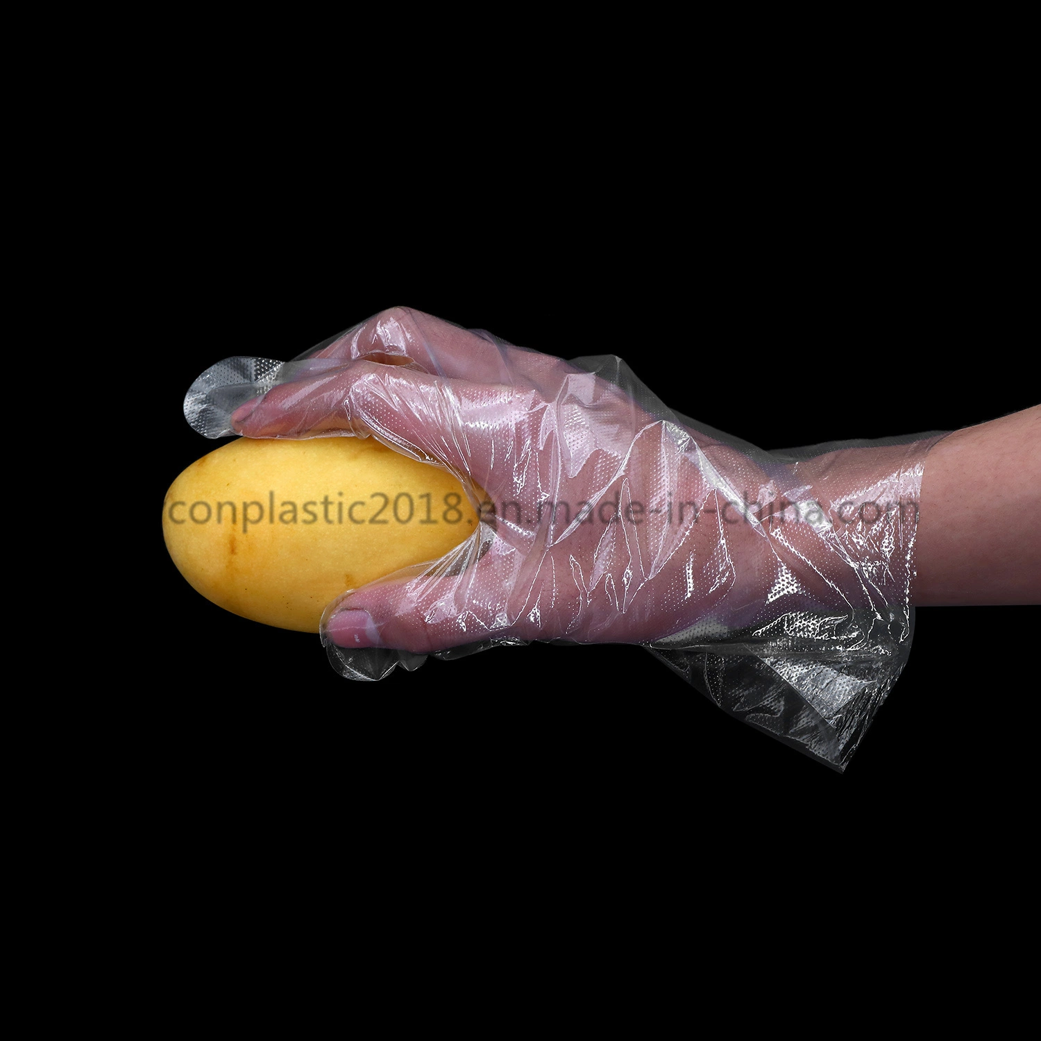 Guantes desechables de PE transparente para la cocina de calidad alimentaria mediante