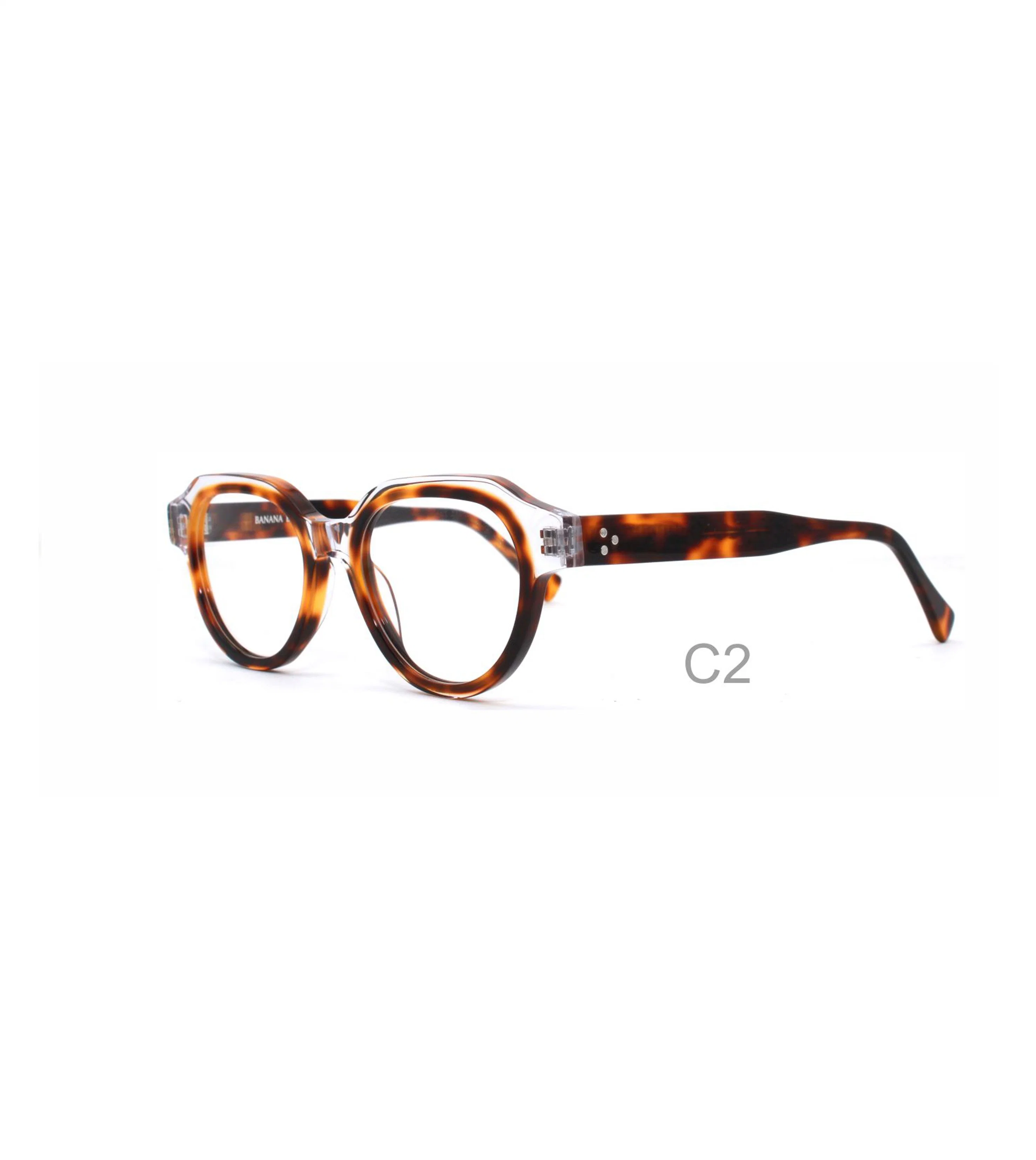 Unisex redondo Vintage Lamination Acetate Eyeglasses Marcos