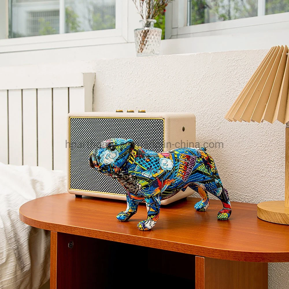 Mode d'impression de l'eau Polyresin Trasnsfer chiot Bulldog Statue de cadeaux et de l'artisanat