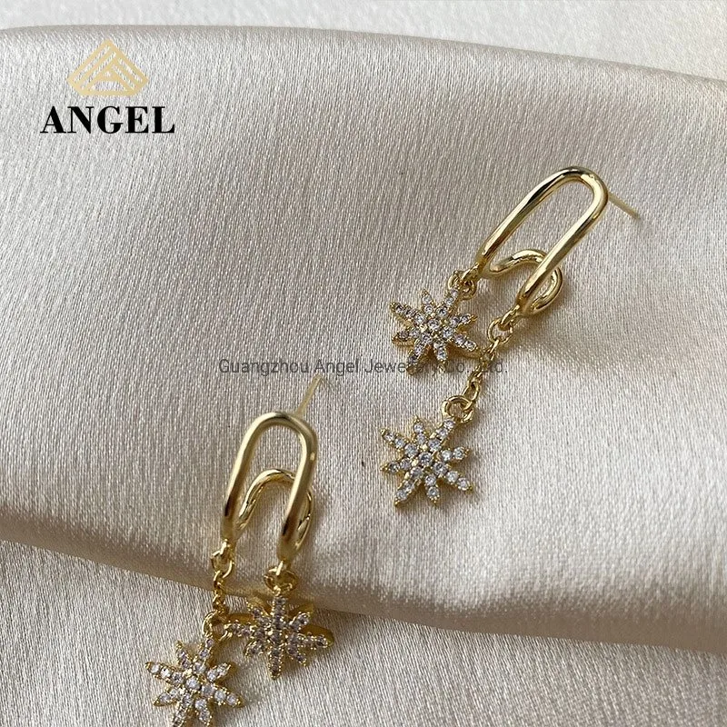 Fashion Jewelry 925 Sterling Silver 18K Gold Plated Exaggerated AAA Czs Earrings Elegant Fine Jewelry for Trendy Women