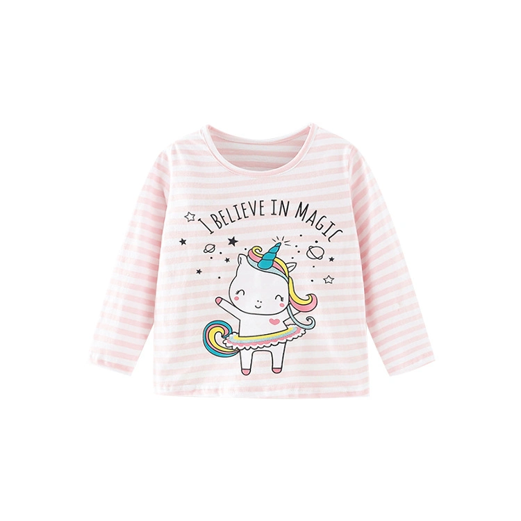 Autumn New Style Girl Wear Cotton Long-Sleeved T-Shirt Children's Clothing Round Collar Bottoming Shirt