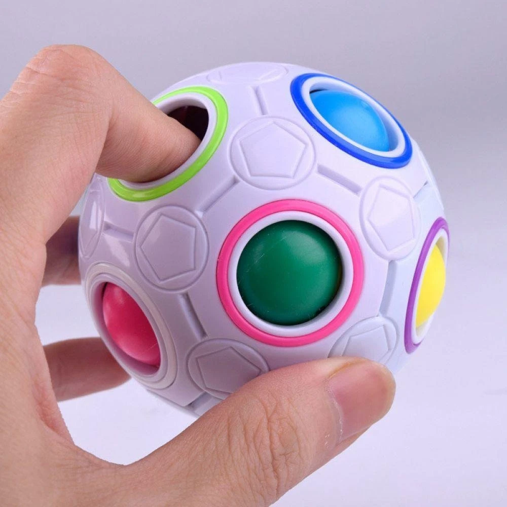 Fashion Adult Kid Fidget Toy Puzzle Magic 12 Holes Creative Rainbow Football Ball Magic Cube Puzzle Interest Stress Reliever Rainbow Magic Ball Fun Cube Fidget