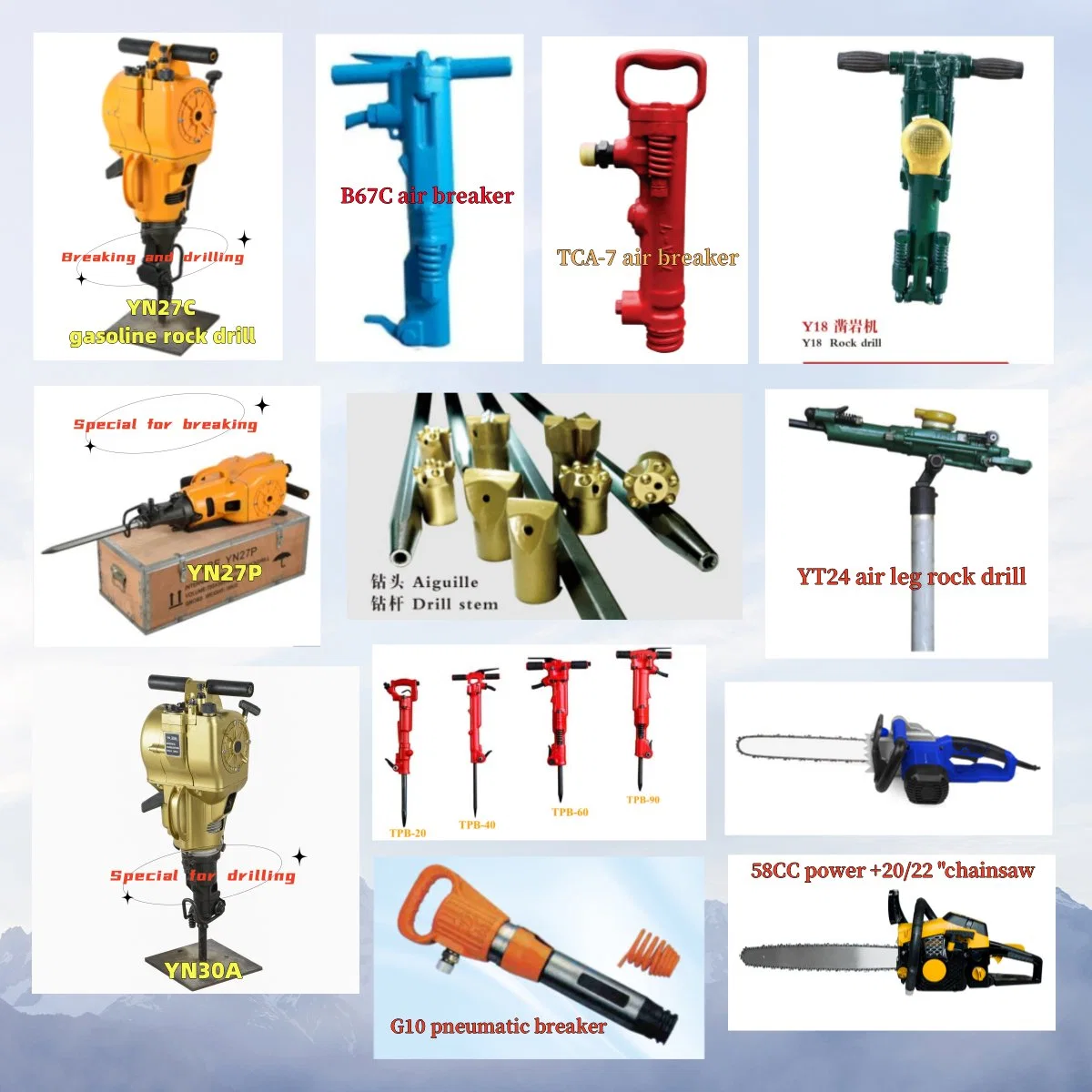 Yn27c Rock Drill Gasoline Tool Powerful and Widely Used