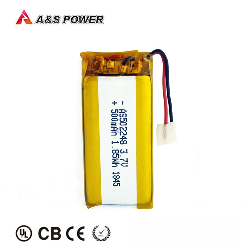 Batería Lipo 3.7V 500mAh Batería de polímero de litio 502248 con UL/IEC62123/Un38.3 para altavoz Bluetooth
