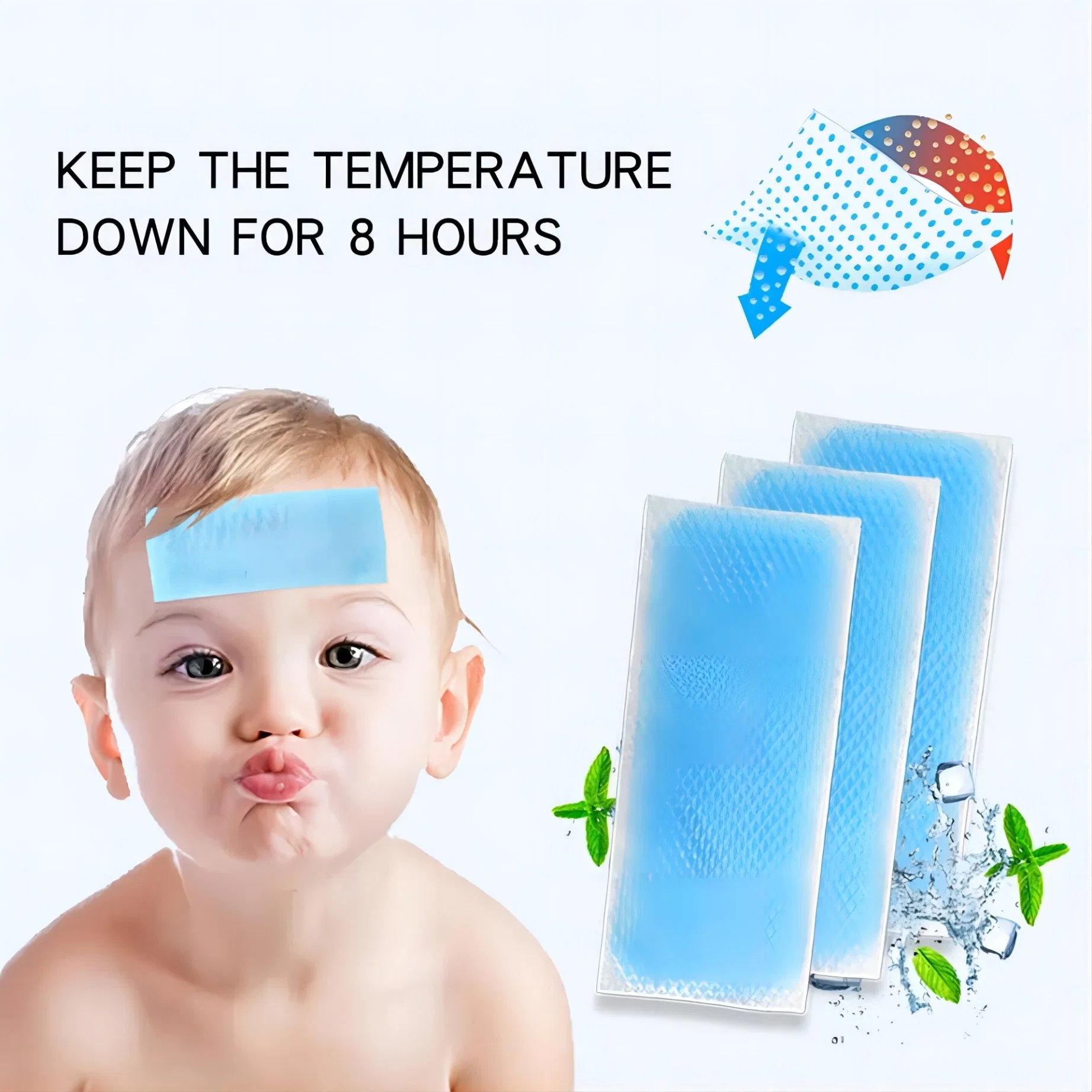 Pain Relief Patch Baby Physical Fever Cooling Gel Cold Cooling Pad Patch