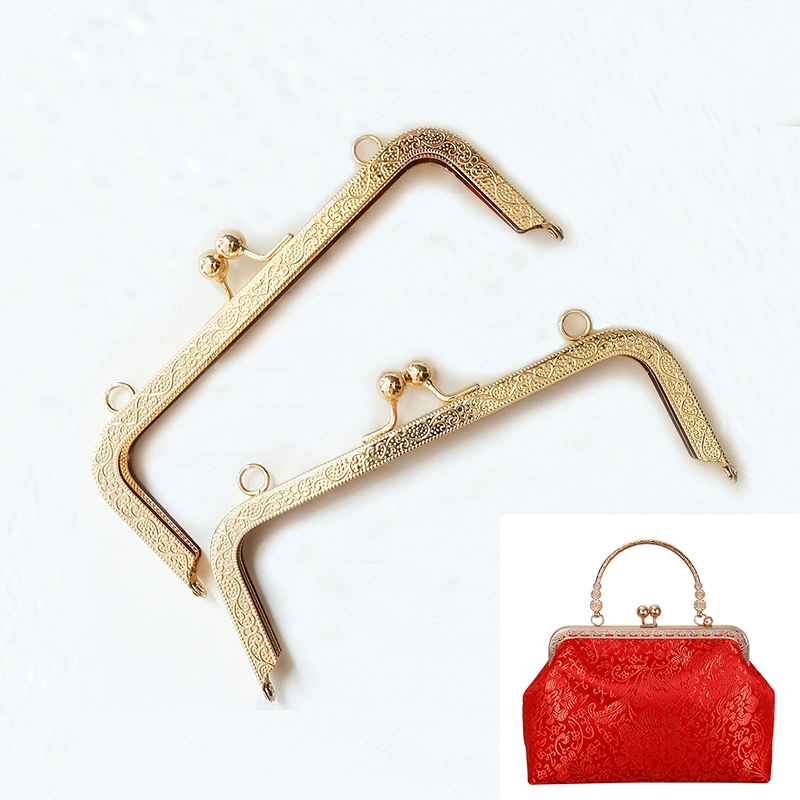 Vintage Flower Embossed Gold Metal Bag Purse Frame for Bag Accessories