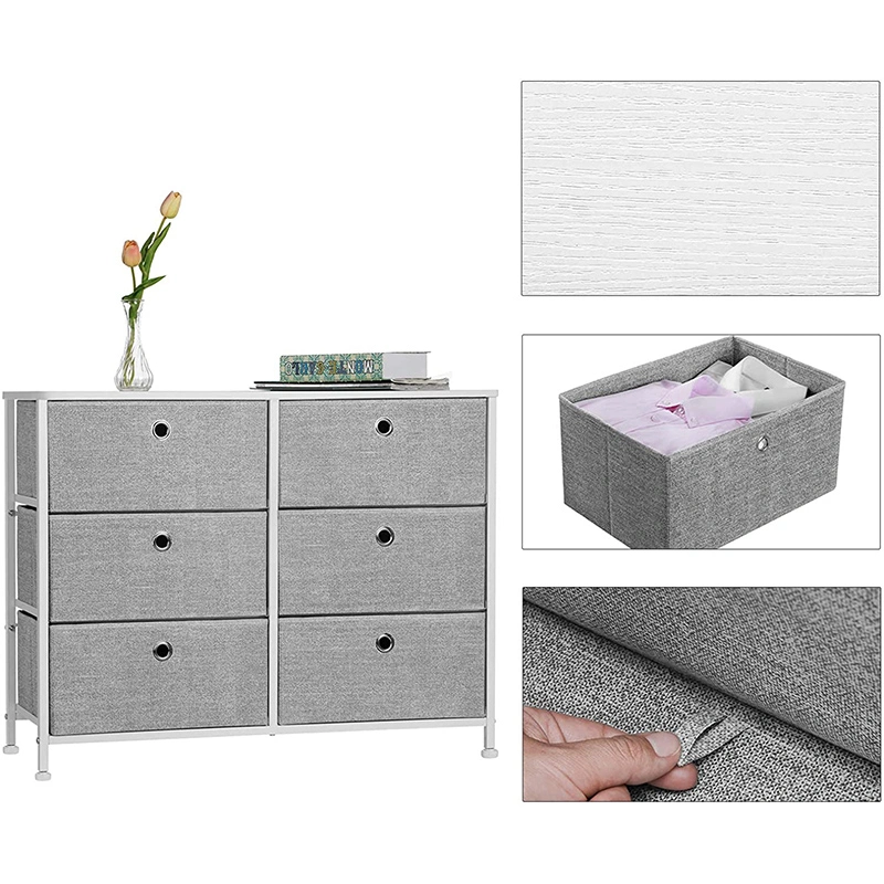 6 Drawer Dresser Organizer Fabric Storage Chest for Bedroom, Hallway, Entryway, Closets, Nurseries Furniture Storage Tower