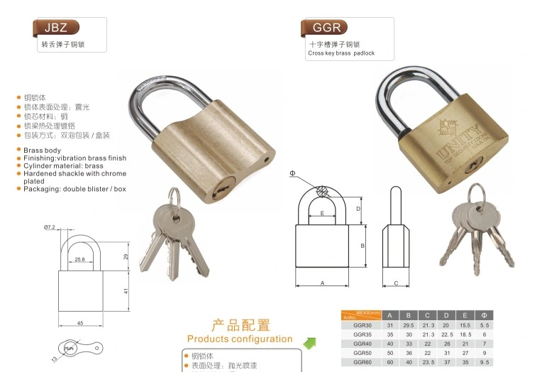 Heavy Duty de Candado con llave de latón de latón