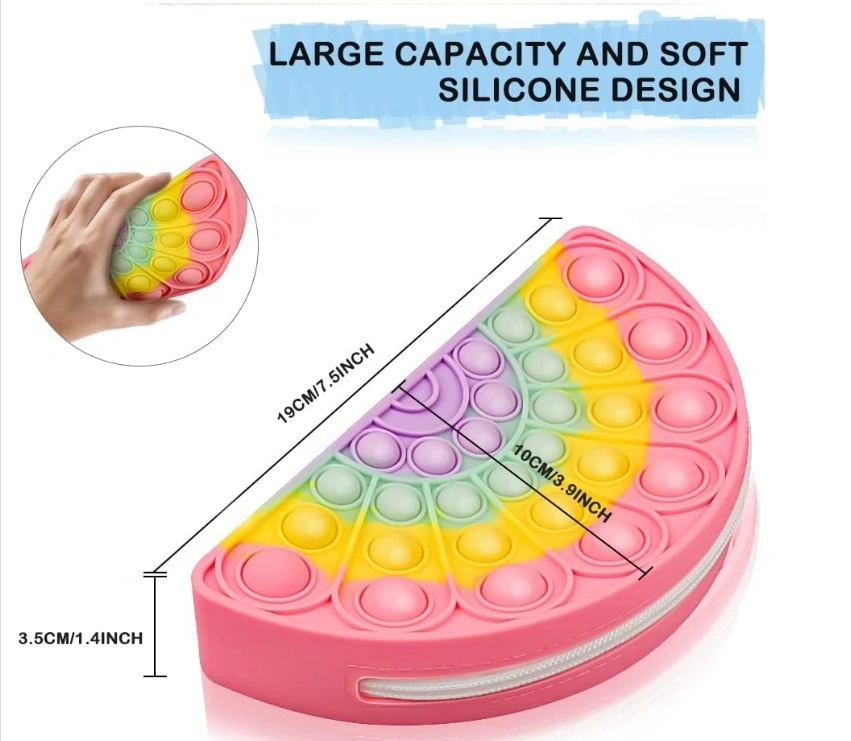 Bolso de la manera del cuerpo cruzado de la mano de los niños de las burbujas de la presión Fidget de las bolsas del juguete Rainbow Cloud Fidget Crossbody Bolsa de silicona