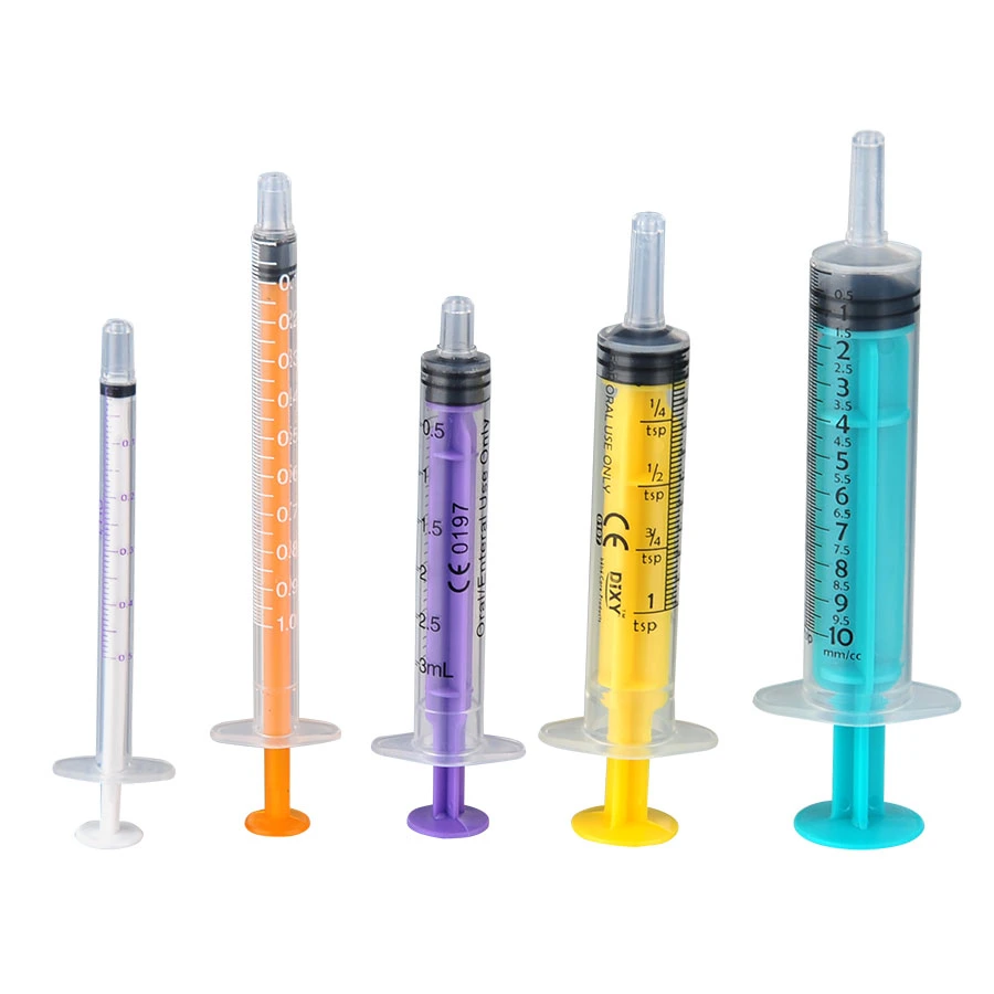 Disposable Plastic 3ml 6ml 10ml Colored Oral Food Syringe with Cap